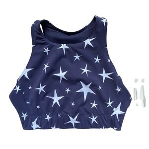 New Balance x J. Crew Crop Top Sz L Blue Stars NWT